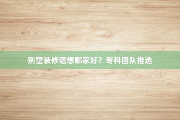别墅装修瞎想哪家好？专科团队推选